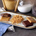 English Toffee squares and crushed on a small platter