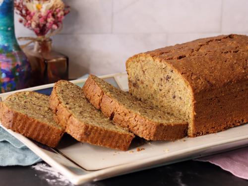 A partially sliced loaf of my Zucchini Bread
