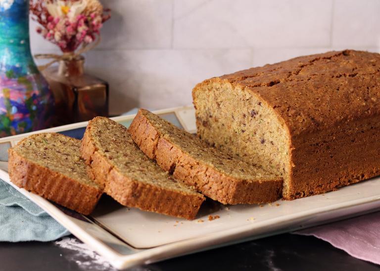 My Zucchini Bread A partially sliced loaf of my Zucchini Bread