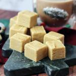 Eggnog Fudge on a Christmas tree platter