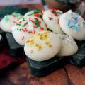 sugar cookies on a Christmas tree platter