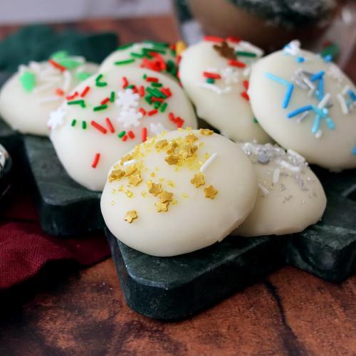 sugar cookies on a Christmas tree platter