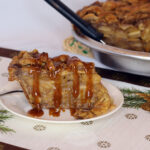 Caramel Toffee Apple Pie slice with caramel