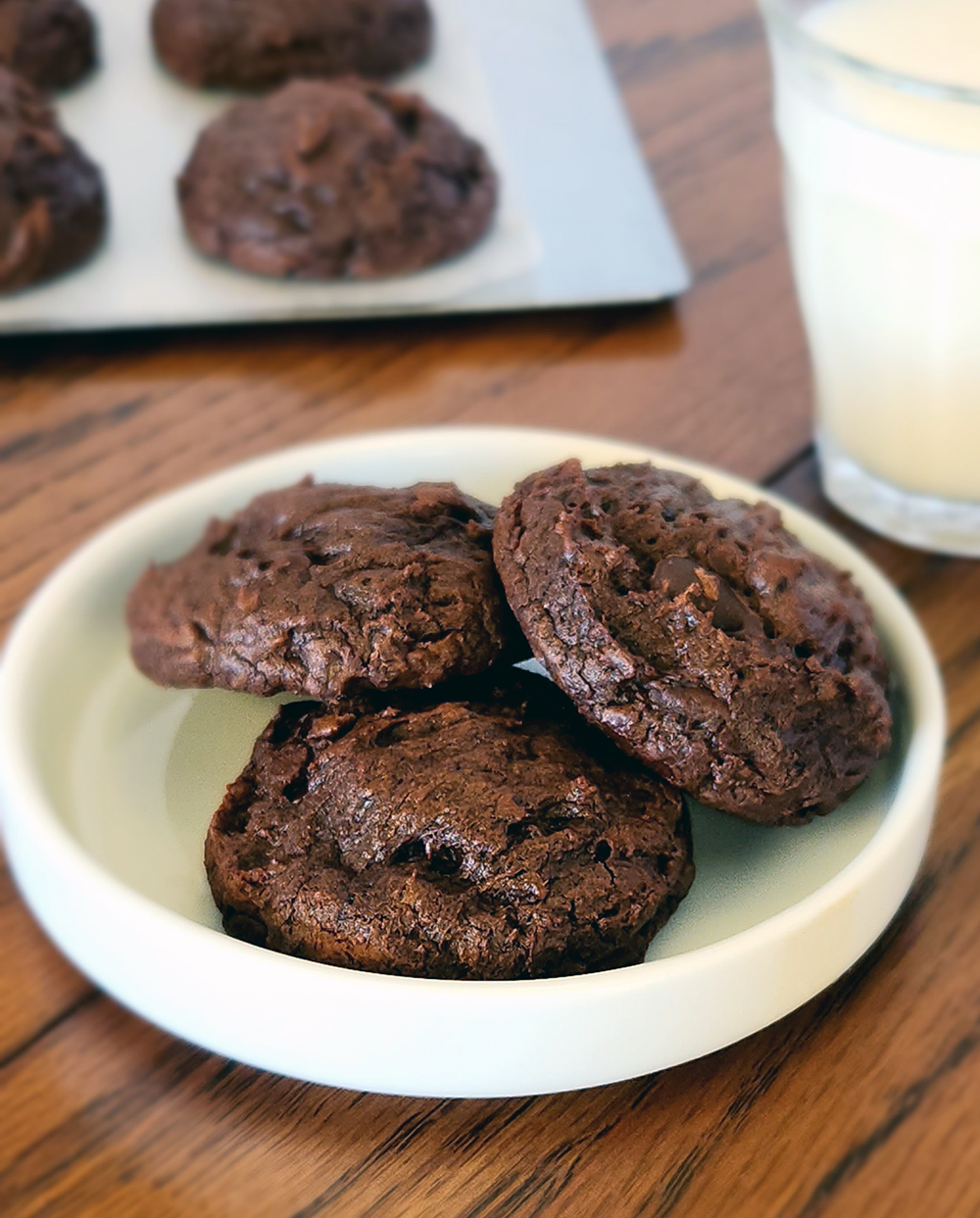 Dark Chocolate Truffle Cookies with milk