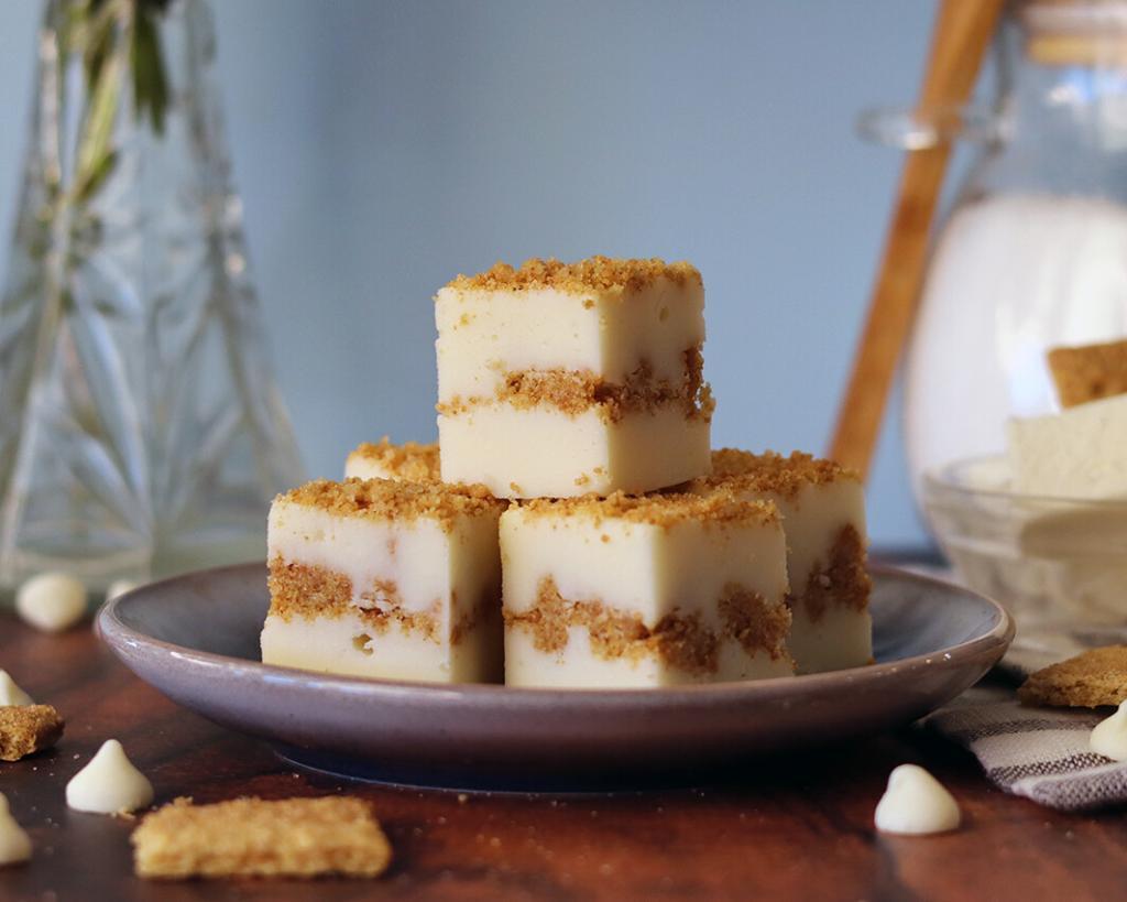 New York Cheesecake Fudge arranged on a plate