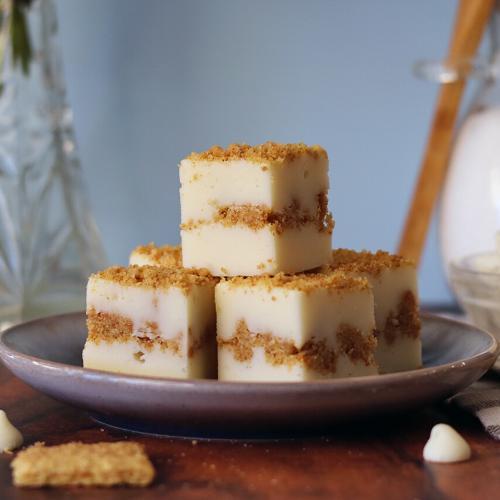 New York Cheesecake Fudge arranged on a plate