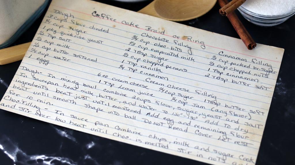 Cinnamon Braid Recipe card with ingredients