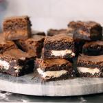 York Sensation Brownies on a marble serving platter.