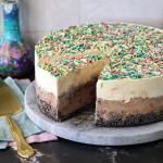 Ice Cream Cake sliced with pie server