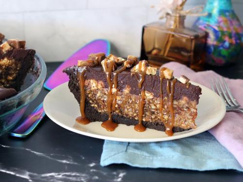 Candy Bar Pie slice from the pie format