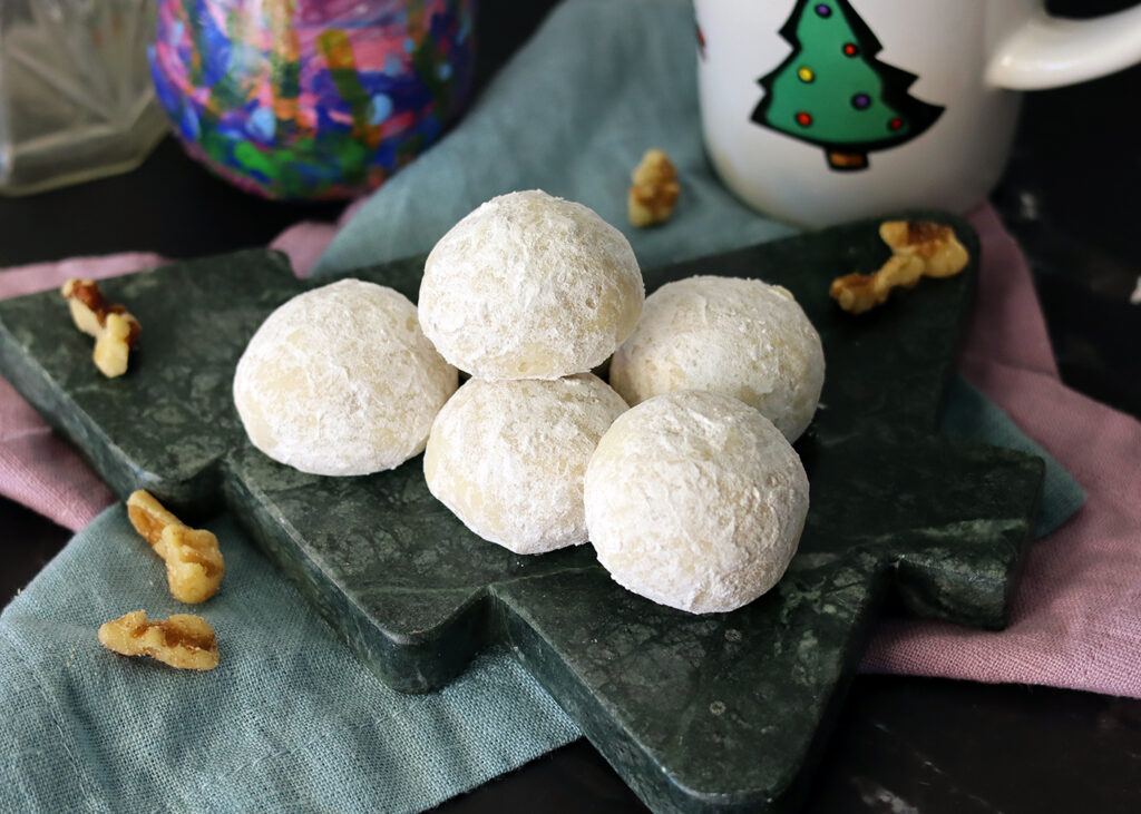 Butter balls piled on a small tree shaped serving platter