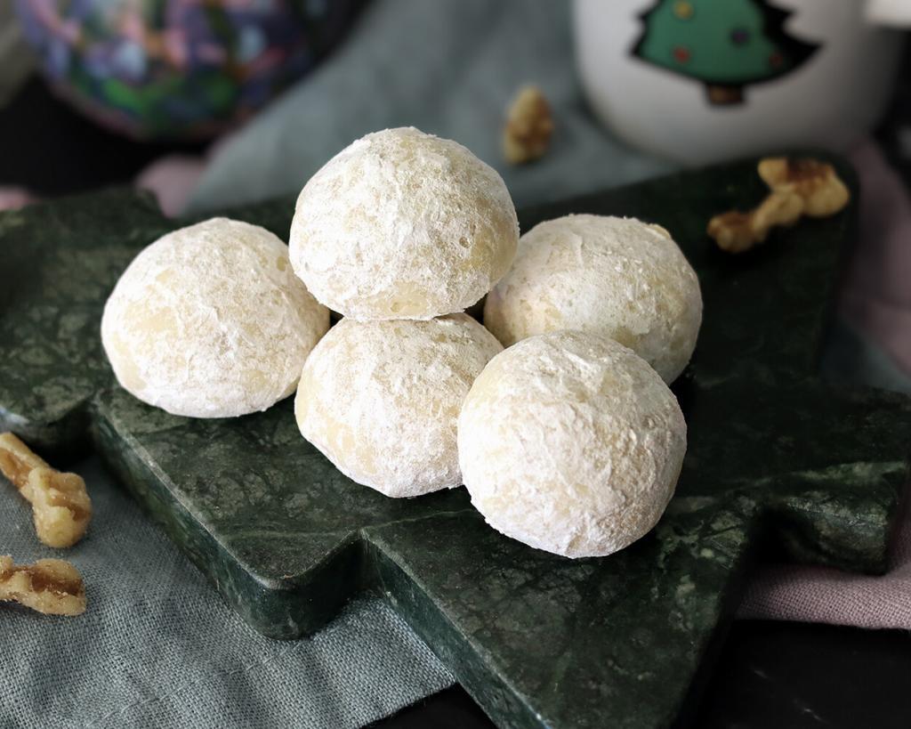 Butter balls piled on a small tree shaped serving platter