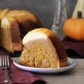 Pumpkin Ricotta Breakfast Bundt sliced and plated.