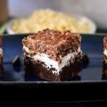 Chocolate Crunch Brownies on a serving tray