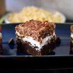 Chocolate Crunch Brownies on a serving tray